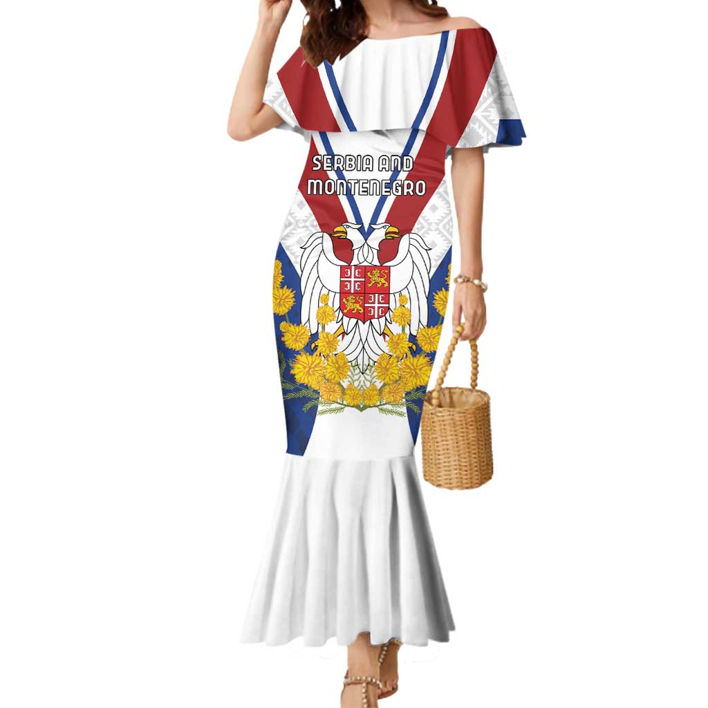 Personalized Serbia and Montenegro National Day Mermaid Dress Coat Of Arms Flag Style Since1992