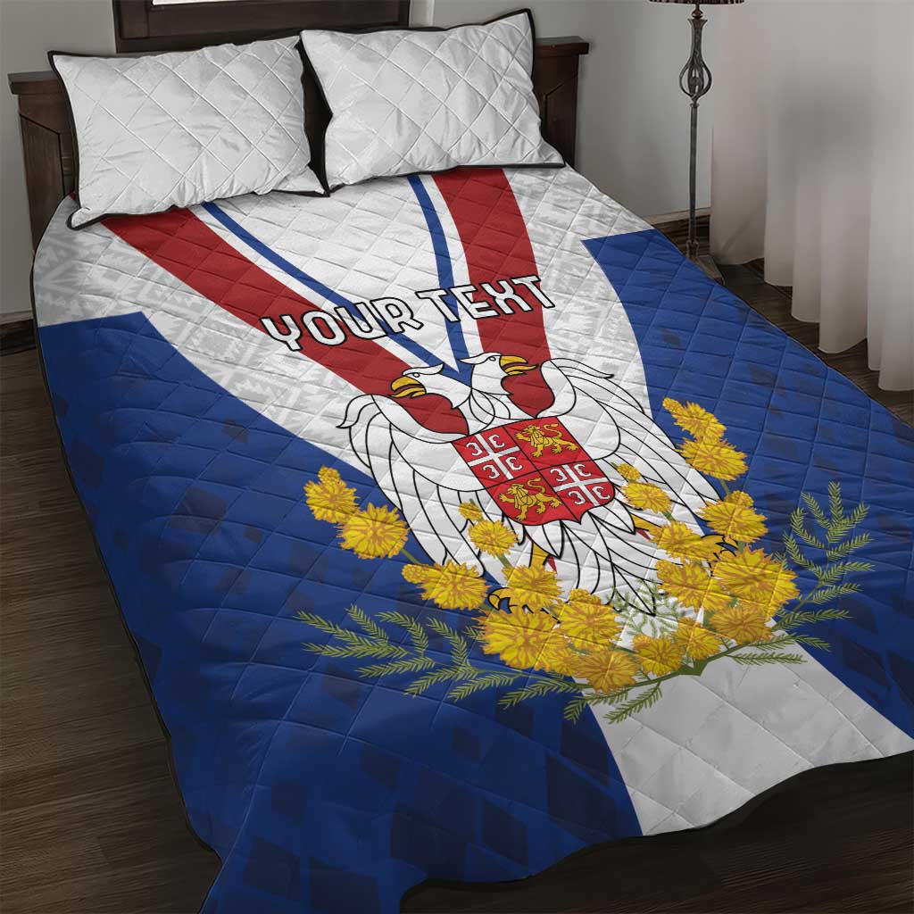 Personalized Serbia and Montenegro National Day Quilt Bed Set Coat Of Arms Flag Style Since1992