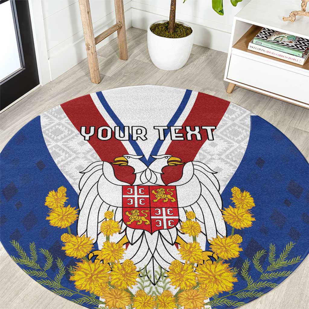 Personalized Serbia and Montenegro National Day Round Carpet Coat Of Arms Flag Style Since1992