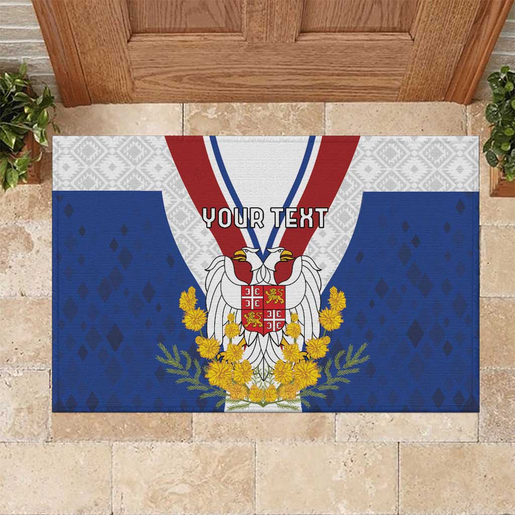 Personalized Serbia and Montenegro National Day Rubber Doormat Coat Of Arms Flag Style Since1992