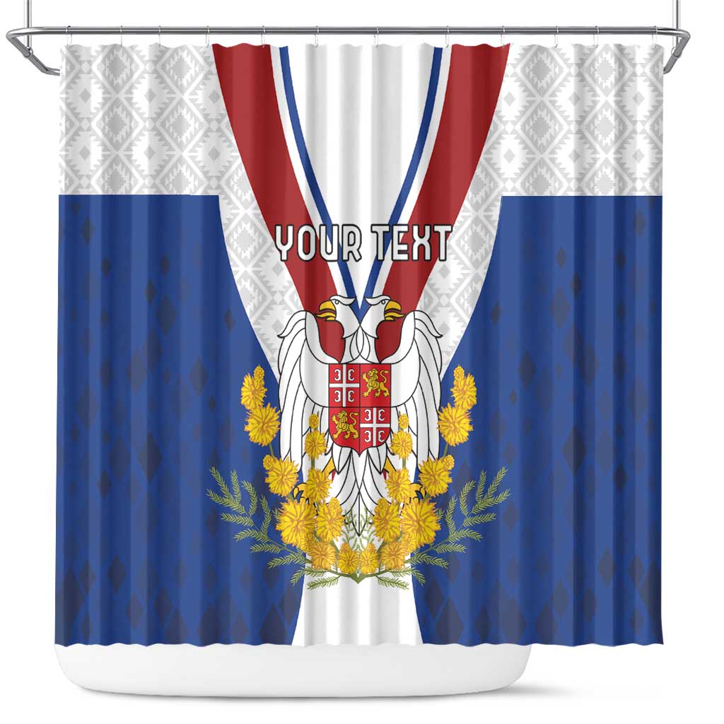 Personalized Serbia and Montenegro National Day Shower Curtain Coat Of Arms Flag Style Since1992