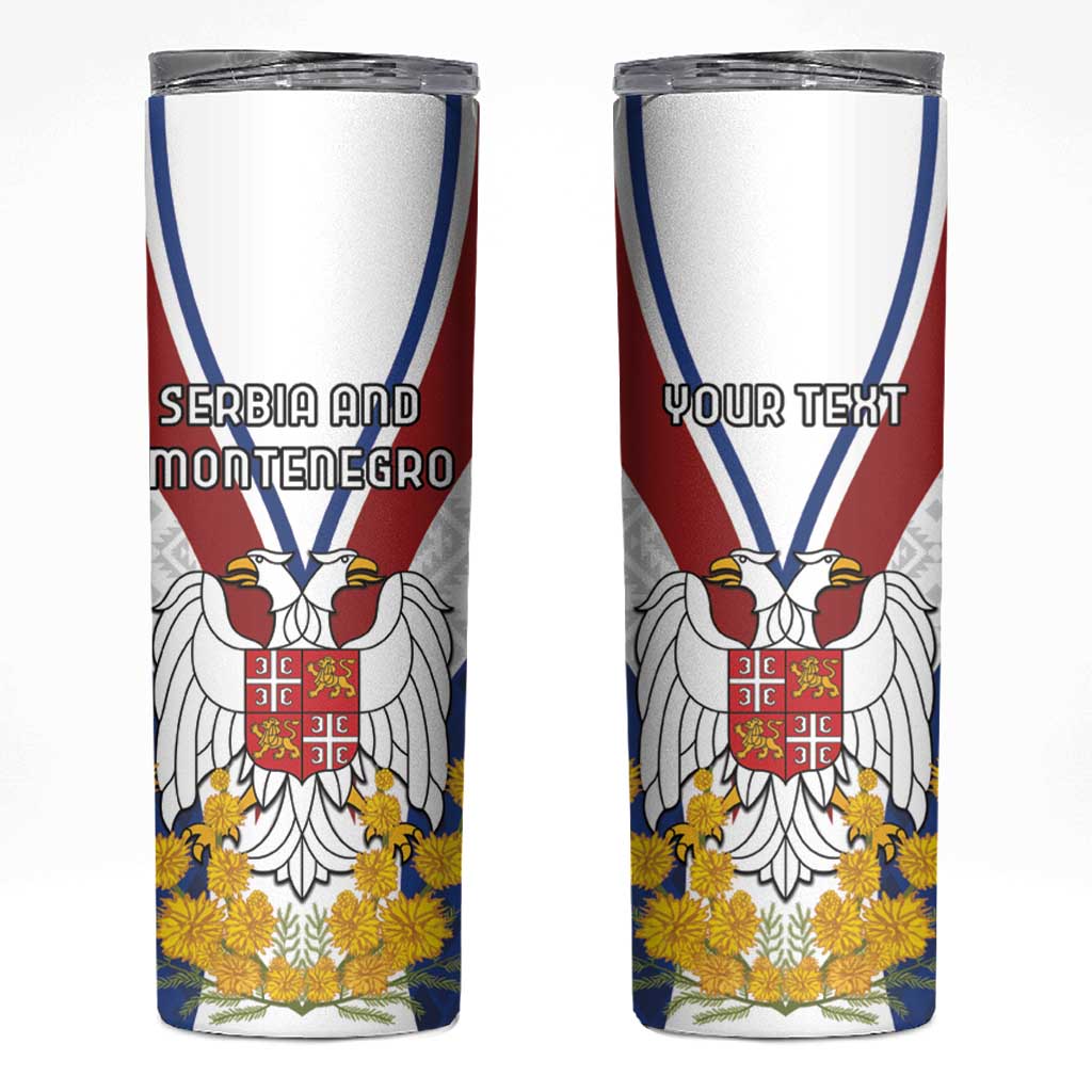 Personalized Serbia and Montenegro National Day Skinny Tumbler Coat Of Arms Flag Style Since1992