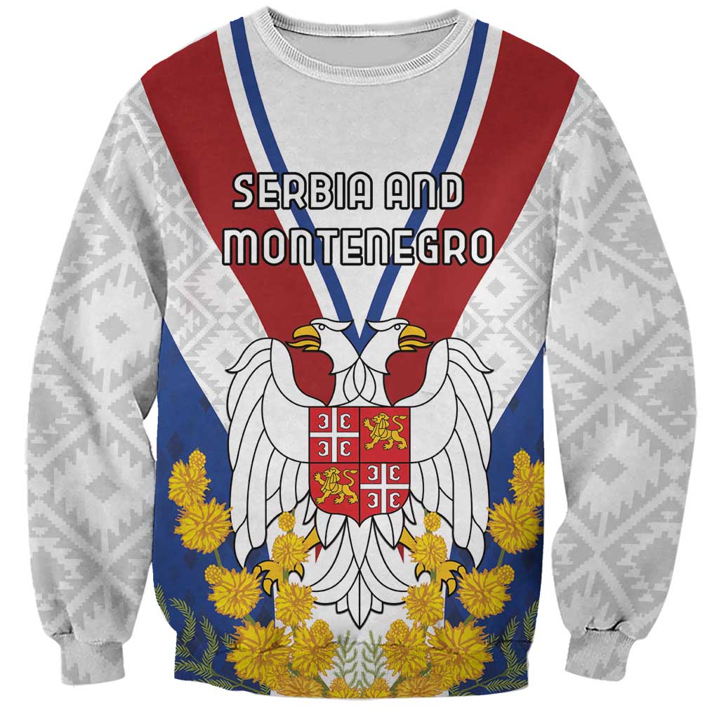 Personalized Serbia and Montenegro National Day Sweatshirt Coat Of Arms Flag Style Since1992