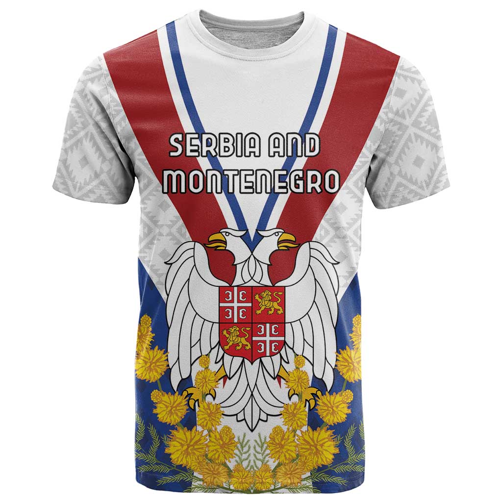 Personalized Serbia and Montenegro National Day T Shirt Coat Of Arms Flag Style Since1992