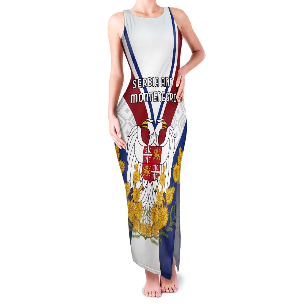 Personalized Serbia and Montenegro National Day Tank Maxi Dress Coat Of Arms Flag Style Since1992