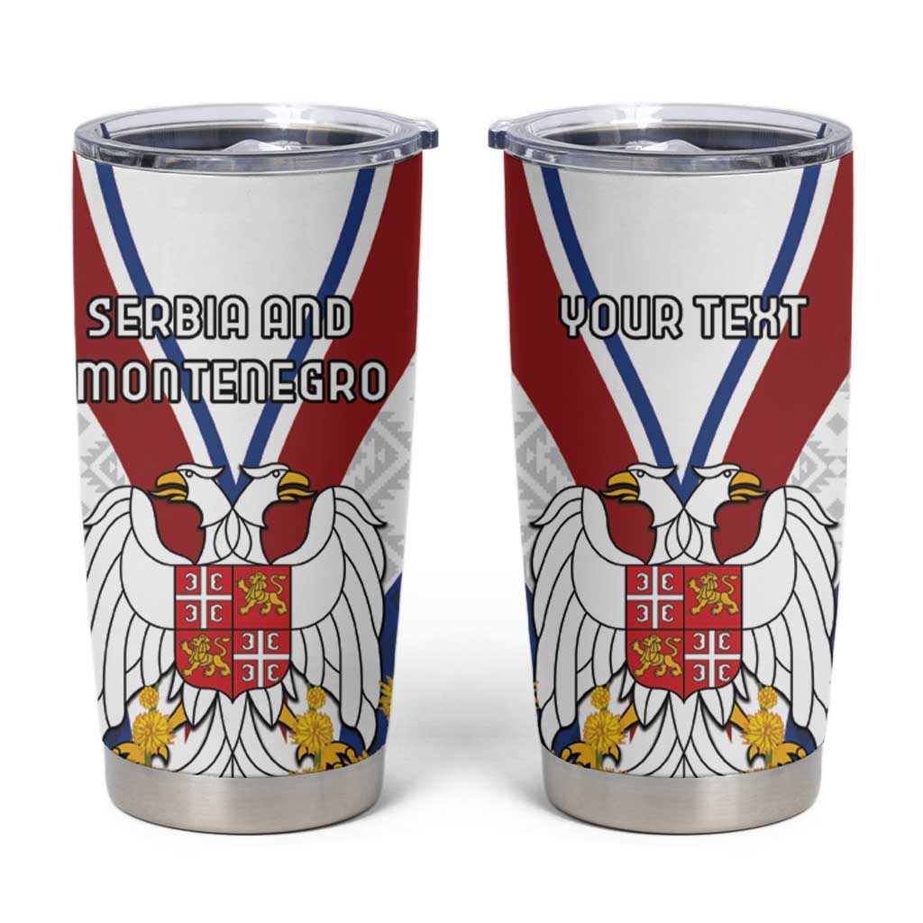 Personalized Serbia and Montenegro National Day Tumbler Cup Coat Of Arms Flag Style Since1992