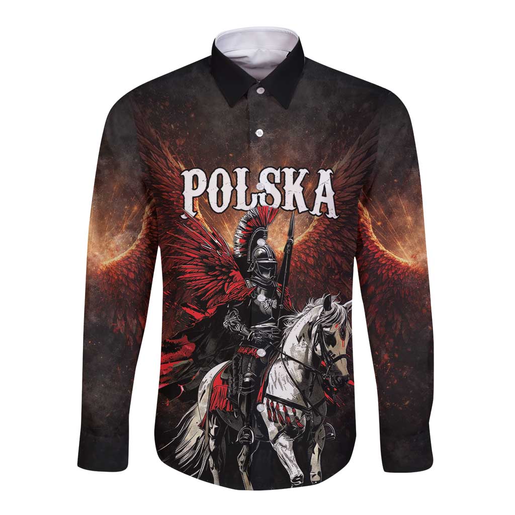 Polish Winged Hussars Long Sleeve Button Shirt Polska Legendary Cavalry Warrior