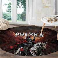 Polish Winged Hussars Round Carpet Polska Legendary Cavalry Warrior