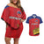 Custom Liechtenstein Football Couples Matching Off Shoulder Short Dress and Hawaiian Shirt Come On The Blue-Reds