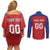 Custom Liechtenstein Football Couples Matching Off Shoulder Short Dress and Long Sleeve Button Shirt Come On The Blue-Reds