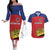 Custom Liechtenstein Football Couples Matching Off The Shoulder Long Sleeve Dress and Hawaiian Shirt Come On The Blue-Reds