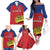 Custom Liechtenstein Football Family Matching Off The Shoulder Long Sleeve Dress and Hawaiian Shirt Come On The Blue-Reds