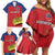 Custom Liechtenstein Football Family Matching Off Shoulder Short Dress and Hawaiian Shirt Come On The Blue-Reds