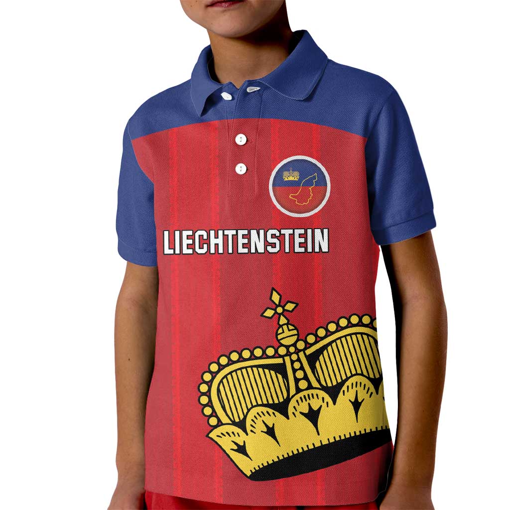 Custom Liechtenstein Football Kid Polo Shirt Come On The Blue-Reds