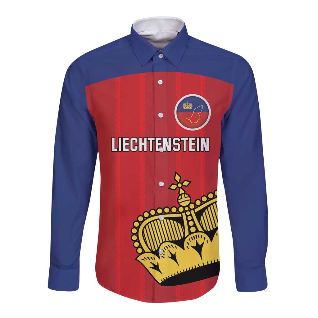 Custom Liechtenstein Football Long Sleeve Button Shirt Come On The Blue-Reds