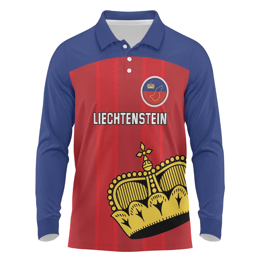 Custom Liechtenstein Football Long Sleeve Polo Shirt Come On The Blue-Reds