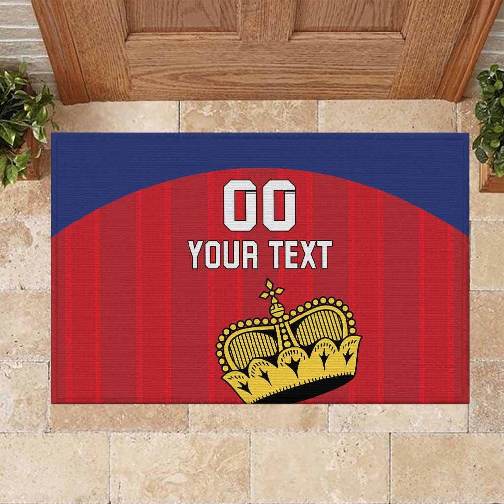 Custom Liechtenstein Football Rubber Doormat Come On The Blue-Reds