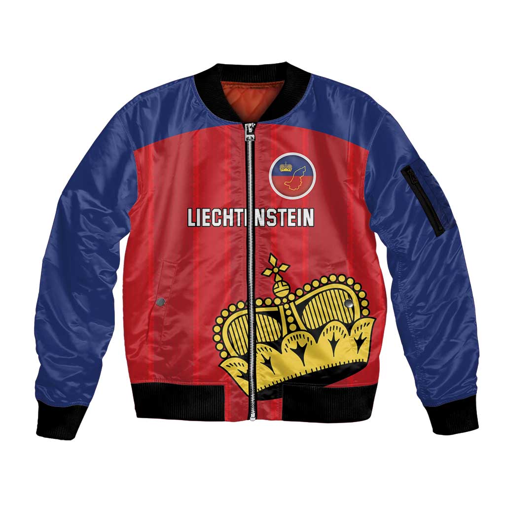 Custom Liechtenstein Football Sleeve Zip Bomber Jacket Come On The Blue-Reds