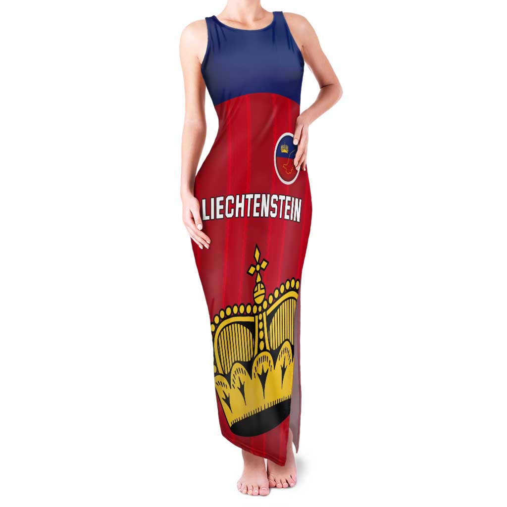 Custom Liechtenstein Football Tank Maxi Dress Come On The Blue-Reds