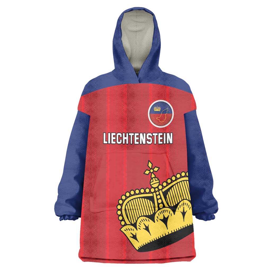 Custom Liechtenstein Football Wearable Blanket Hoodie Come On The Blue-Reds