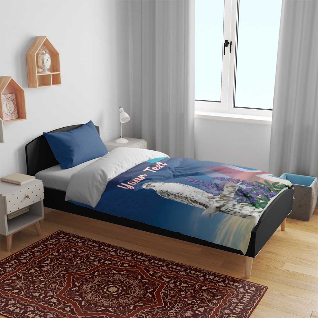 Personalized Iceland National Day Bedding Set Gyrfalcon With Lupine Flower