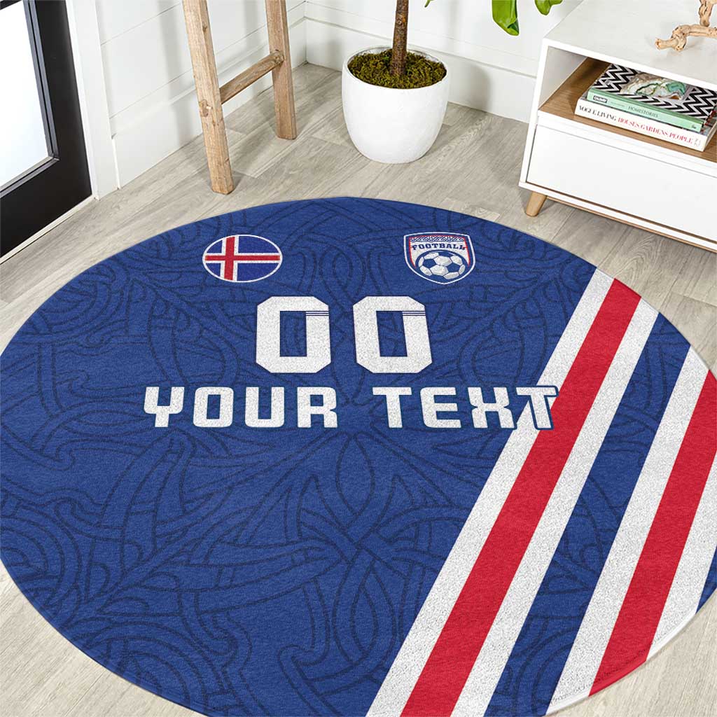 Custom Iceland Football Round Carpet Strakarnir Okkar Celtic Pattern