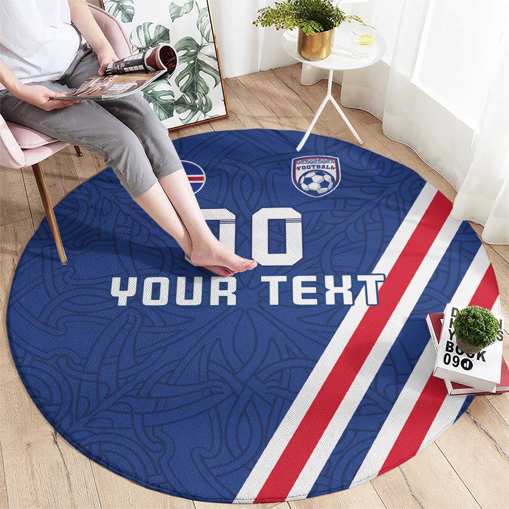 Custom Iceland Football Round Carpet Strakarnir Okkar Celtic Pattern