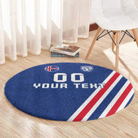 Custom Iceland Football Round Carpet Strakarnir Okkar Celtic Pattern