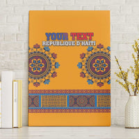 Yellow Haiti dashiki canvas wall art with “YOUR TEXT” and decorative border