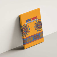 Yellow Haiti dashiki canvas wall art side view on plain background