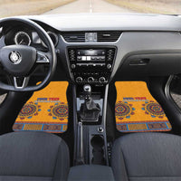 Yellow dashiki-pattern car mats set displayed in vehicle interior