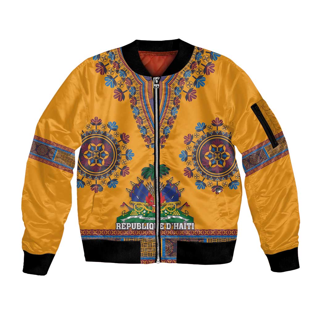 Personalized Haiti Dashiki Sleeve Zip Bomber Jacket - Wonder Print Shop