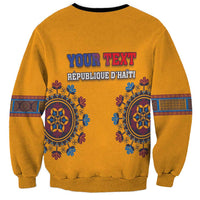 Yellow personalized dashiki sweatshirt with long sleeves and Haiti graphic