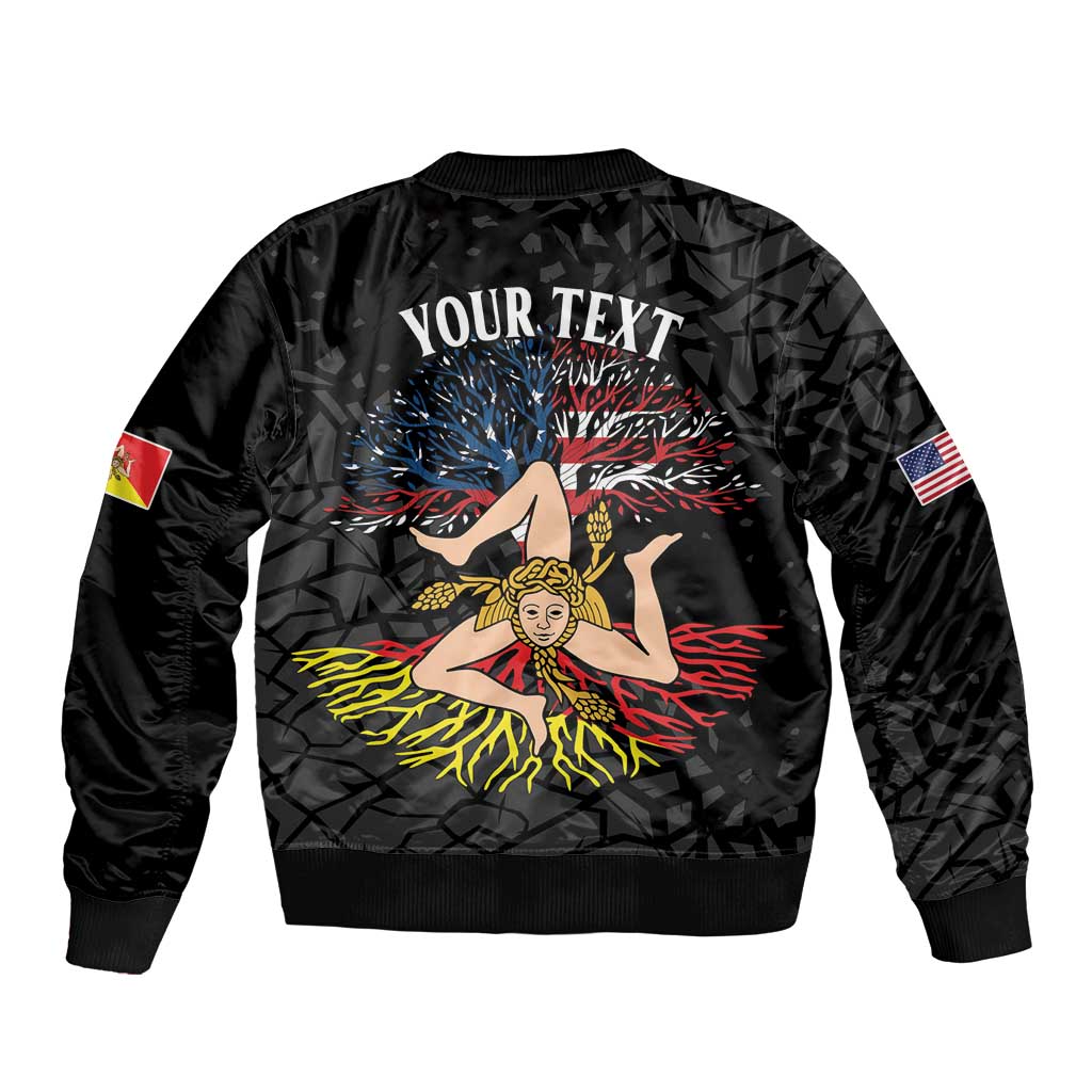 Personalized Sicilian Roots American Heritage Month Bomber Jacket - Wonder Print Shop