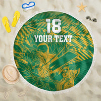 Custom Cricket South Africa Beach Blanket Proteas Go Champion Green Version - Wonder Print Shop