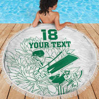 Custom Cricket South Africa Beach Blanket Proteas Go Champion White Version - Wonder Print Shop
