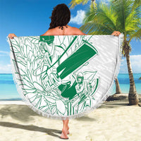 Custom Cricket South Africa Beach Blanket Proteas Go Champion White Version - Wonder Print Shop
