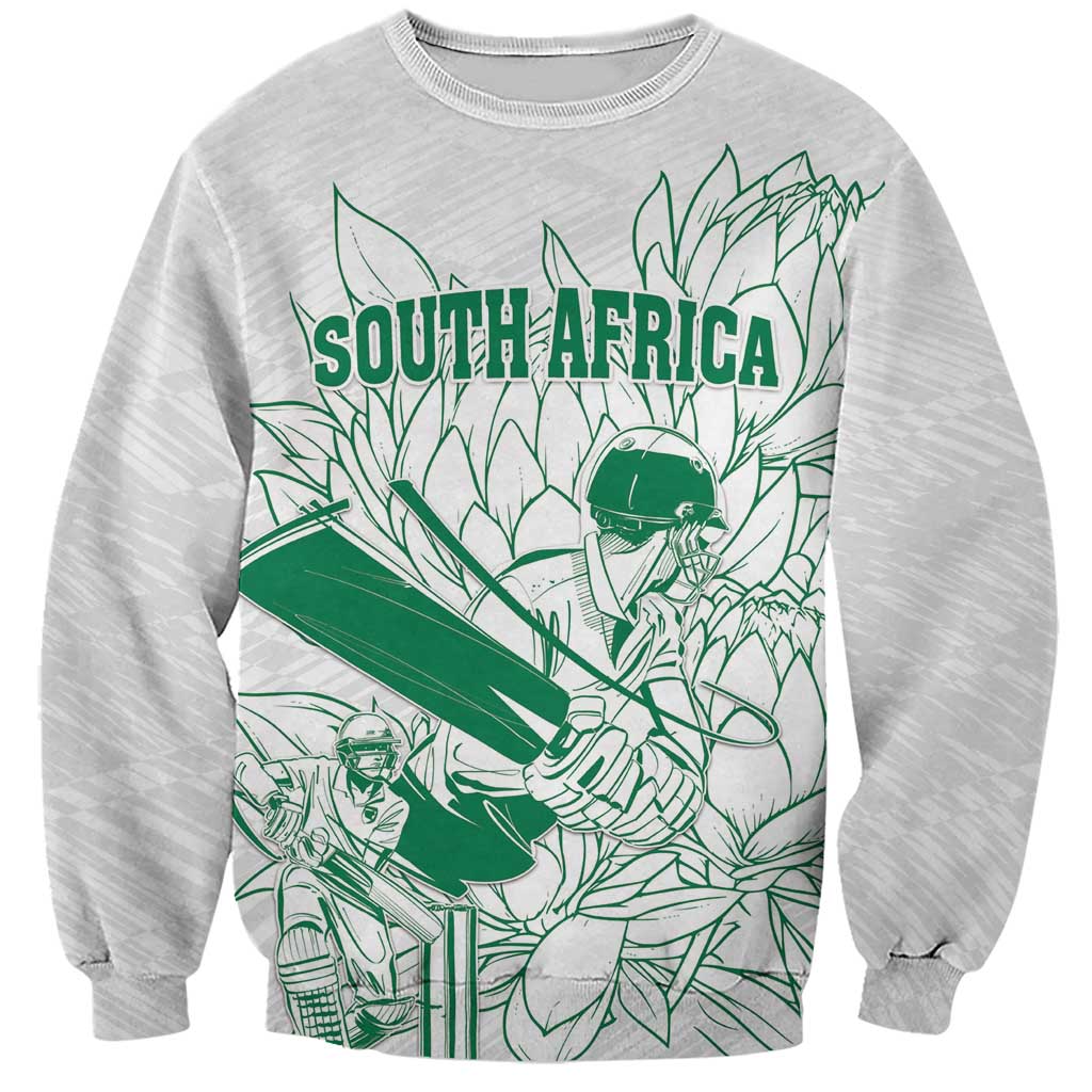 Custom Cricket South Africa Sweatshirt Proteas Go Champion White Version - Wonder Print Shop