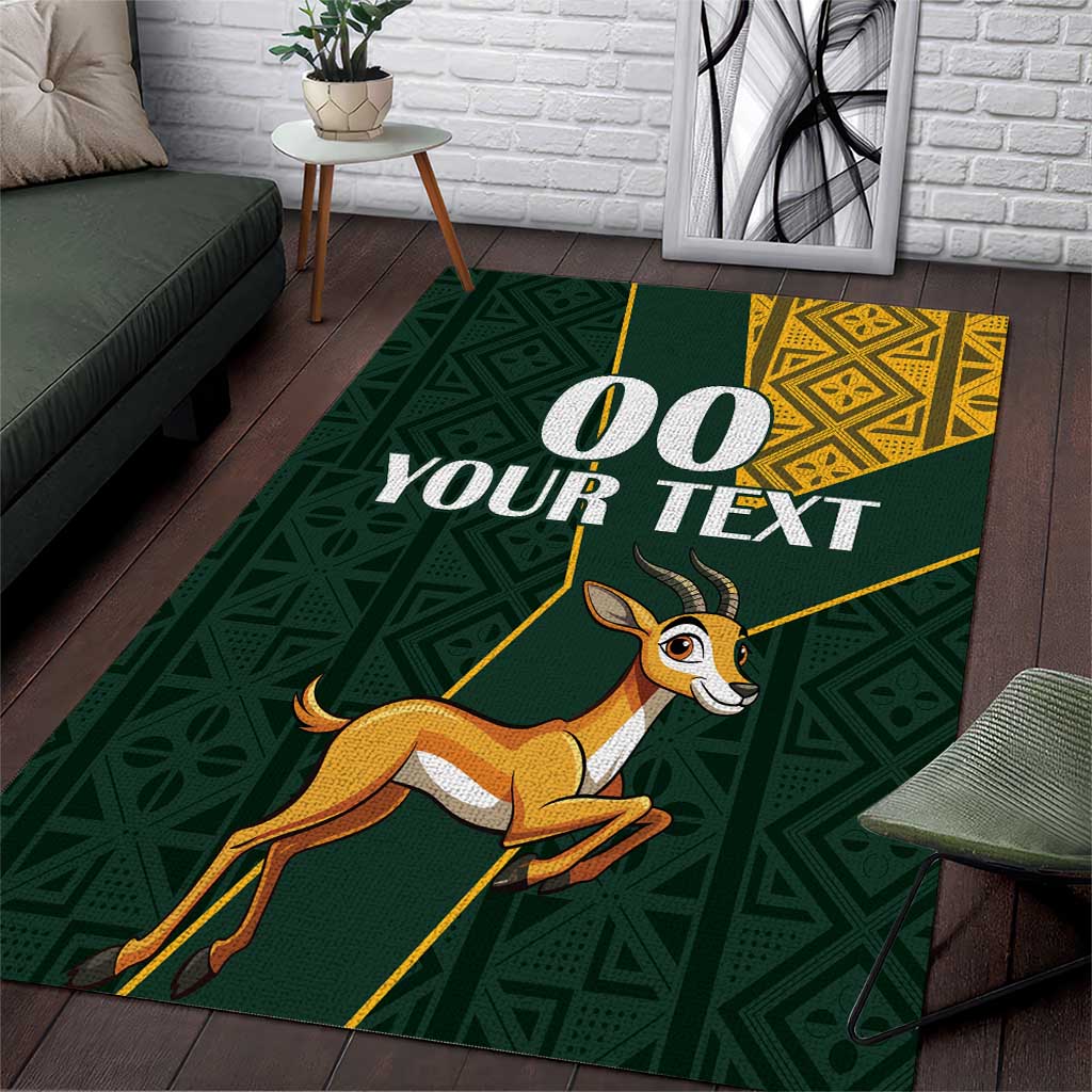 Custom South Africa Springbok Jumping Area Rug With Kente Patterns - Wonder Print Shop