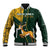 Custom South Africa Springbok Jumping Baseball Jacket With Kente Patterns - Wonder Print Shop