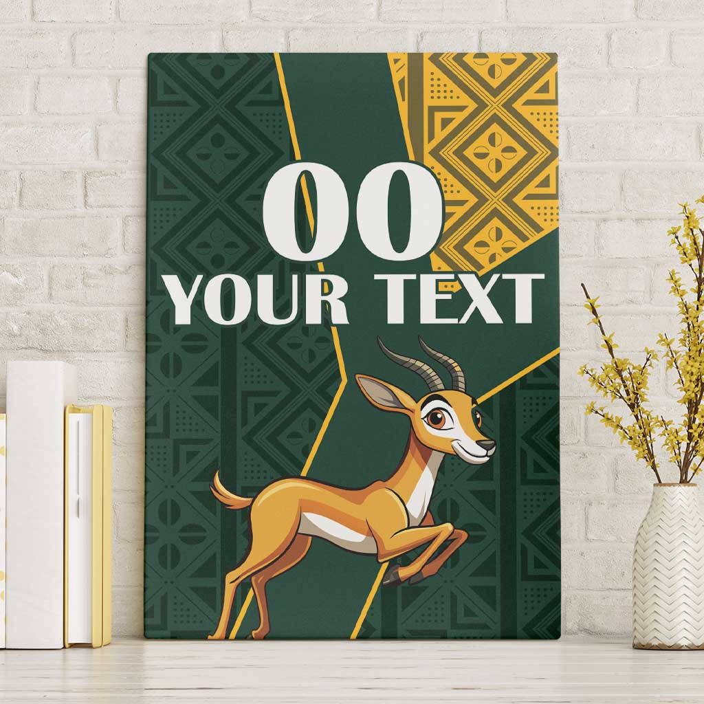 Custom South Africa Springbok Jumping Canvas Wall Art With Kente Patterns - Wonder Print Shop