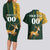 Custom South Africa Springbok Jumping Couples Matching Long Sleeve Bodycon Dress and Hawaiian Shirt With Kente Patterns - Wonder Print Shop