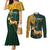 Custom South Africa Springbok Jumping Couples Matching Mermaid Dress and Long Sleeve Button Shirt With Kente Patterns