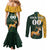 Custom South Africa Springbok Jumping Couples Matching Mermaid Dress and Long Sleeve Button Shirt With Kente Patterns