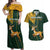 Custom South Africa Springbok Jumping Couples Matching Off Shoulder Maxi Dress and Hawaiian Shirt With Kente Patterns - Wonder Print Shop