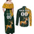 Custom South Africa Springbok Jumping Couples Matching Off Shoulder Maxi Dress and Long Sleeve Button Shirt With Kente Patterns - Wonder Print Shop