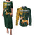 Custom South Africa Springbok Jumping Couples Matching Puletasi and Long Sleeve Button Shirt With Kente Patterns - Wonder Print Shop