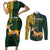 Custom South Africa Springbok Jumping Couples Matching Short Sleeve Bodycon Dress and Long Sleeve Button Shirt With Kente Patterns - Wonder Print Shop