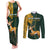 Custom South Africa Springbok Jumping Couples Matching Tank Maxi Dress and Long Sleeve Button Shirt With Kente Patterns - Wonder Print Shop