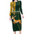 Custom South Africa Springbok Jumping Family Matching Long Sleeve Bodycon Dress and Hawaiian Shirt With Kente Patterns - Wonder Print Shop